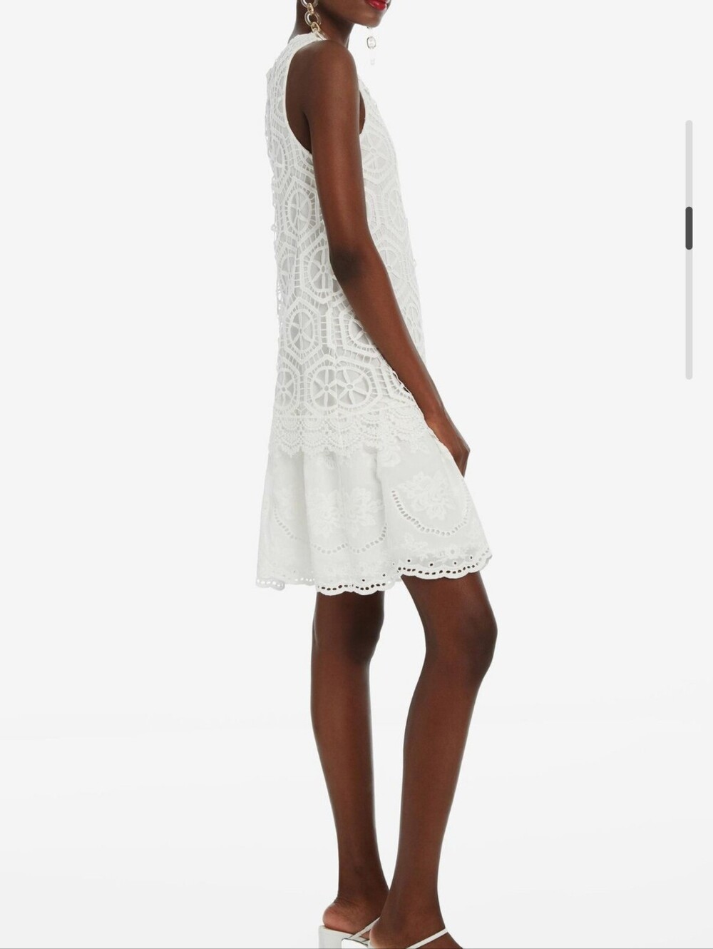 Desigual, Designed By Christian Lacroix, White Lace Layer  Dress Sz 12